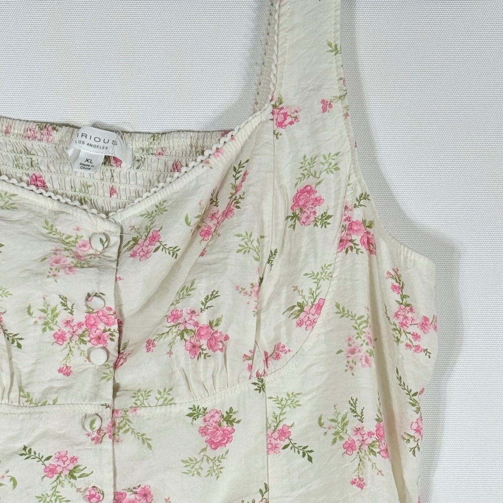Kirious XL Tank Top Floral Smocked Pink Dainty Coquette Ballet Feminine Romantic - Picture 2 of 6